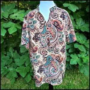 Joanna Plus |  Short Sleeve Paisley Design Blouse Size 1X